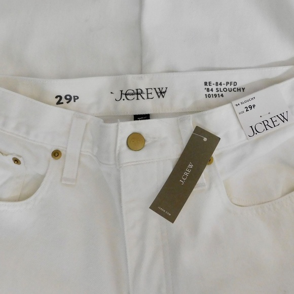 NWT!! J. CREW Petite Slouchy Jeans Solid White Denim Button Fly 29P 29 Petite - Picture 13 of 16